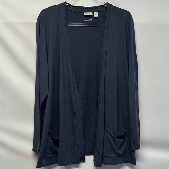 LOGO by Lori Goldstein Sweaters - LOGO by Lori Goldstein "The Cardi" Open Front Blue Long Sleeve Cardigan XL